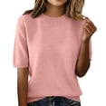 thumbnail image 1 of Summer Tops for Women Short Sleeve Pullover Spring 2026 Fashion Neck Knitted Shirt Elegant Lightweight Pullover Cute Summer Tops1 PC, 1 of 4