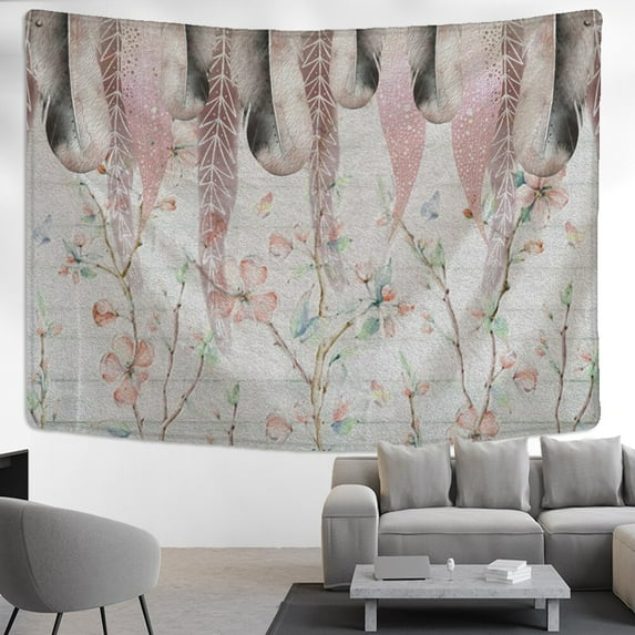 Feather Ink Painting Blanket Tapestry Wall Hanging Bohemian Tapiz Psychedelic Witchcraft Aesthetics Room Home Decor
