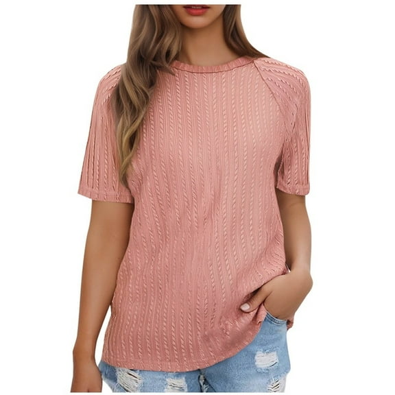 Summer Tops for Women Striped Trends Tunic Top Crewneck T-Shirt Plain Basic Blouses Holiday Trendy Tee Shirt Dressy Calssic Costume