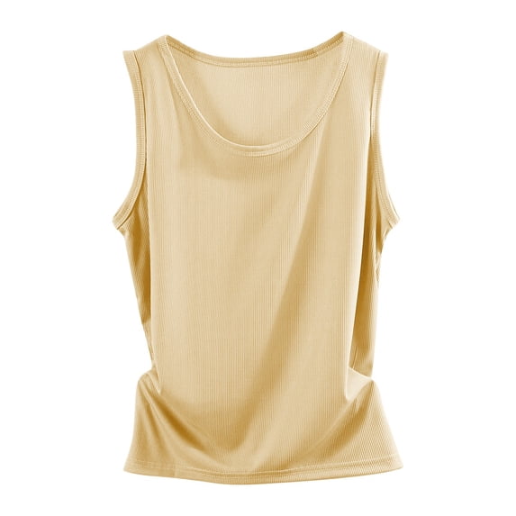 Summer Tops for Women Threaded Cotton Round Neck Wrapped Camisole Vest with Bottom Layer and Top on Sale