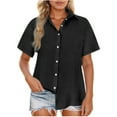 thumbnail image 1 of Summer Tops for Women Trendy Stylish Open Front Blouses Pair with Jeans Or Relaxed Shirts for Women Black L, 1 of 4
