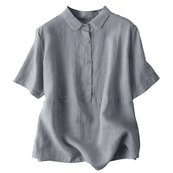 Summer Tops for Women, Women Blouses, Casual Outdoor Women's Loose Summer Tee Breathable Linen Tops Fashion Plus Size Shirts for Comfort and Style