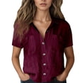 thumbnail image 1 of Summer Tops for Women, Women Blouses, Stylish Women's Button-Up Short Sleeve Shirt for Casual and Wear with V-Neck and Lace Details, 1 of 7