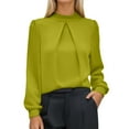 thumbnail image 1 of Summer Tops for Women, Womens Shirts, Trendy Women's Satin Long Sleeve Stand Collar Blouse Top for Versatile Casual and Formal Occasions, 1 of 5