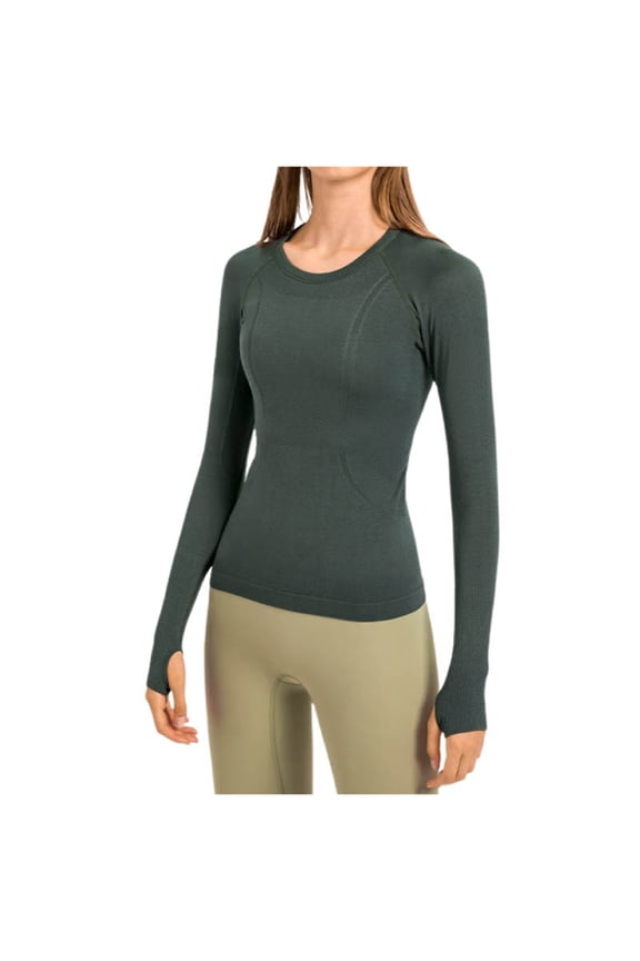 Summer Tops for Women, Womens Shirts, Women's Long Sleeve Fitness Shirt Seamless Yoga Tops Breathable Running Apparel Slim Fit Sportswear for Active