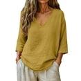 thumbnail image 1 of Summer Tops for Women Womens Summer Tops Casual Blouse Three Quarter Sleeve V Neck Shirts Vacation Tees Fashion, 1 of 5
