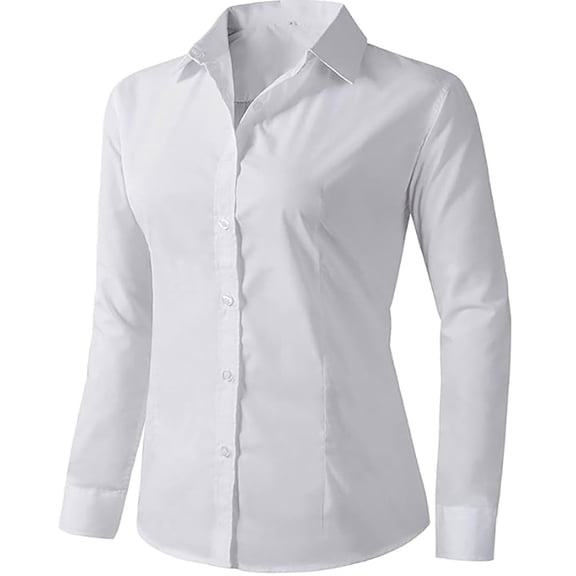 Summer Tops for Women, Womens Tops, Stylish Women's Dress Shirts Long Sleeve Button Down Blouses for Work or Casual Wear - Solid Design
