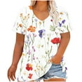 thumbnail image 1 of Summer Tops for Womens Plus Size Printing Short Sleeve Casual V Neck T Shirt Blouse Tunic Tops, 1 of 5