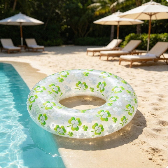 Summer Transparent Glitter Inflatable Swim Ring, Adult PVC Floating Ring Ideal for Water Play & Shooting