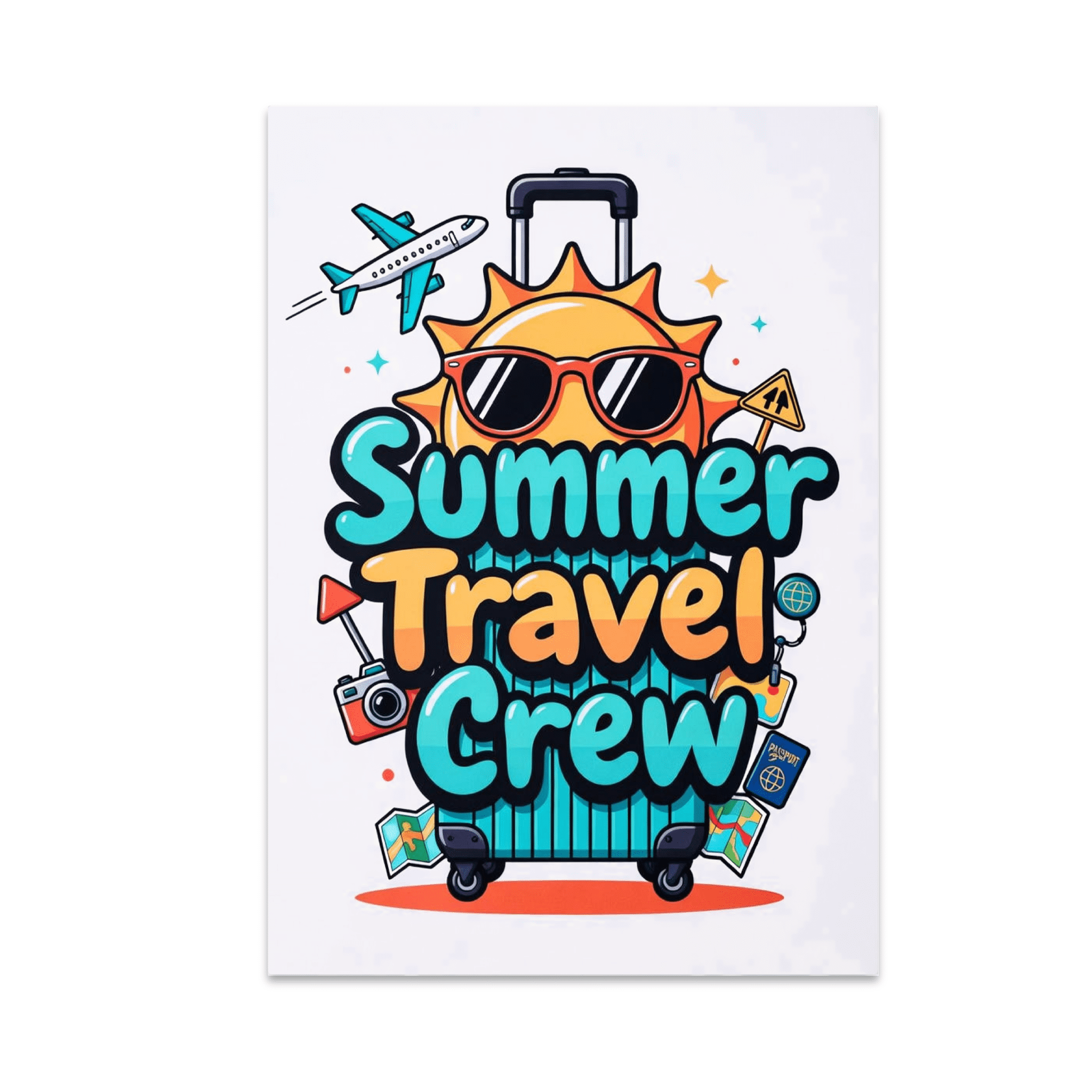 Summer Travel Crew Poster - Family Vacation Decor - 13x19 Poster Print ...