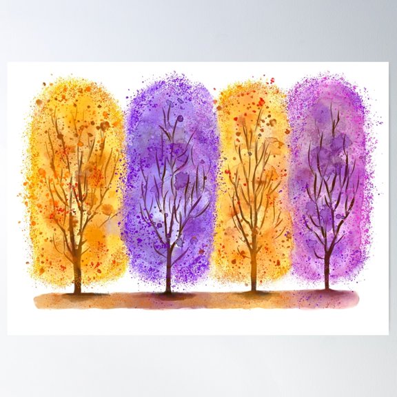 Summer Trees Poster Wall Art, Modern Wall Decor For Living Room Bedroom, 12x18 UNFRAMED