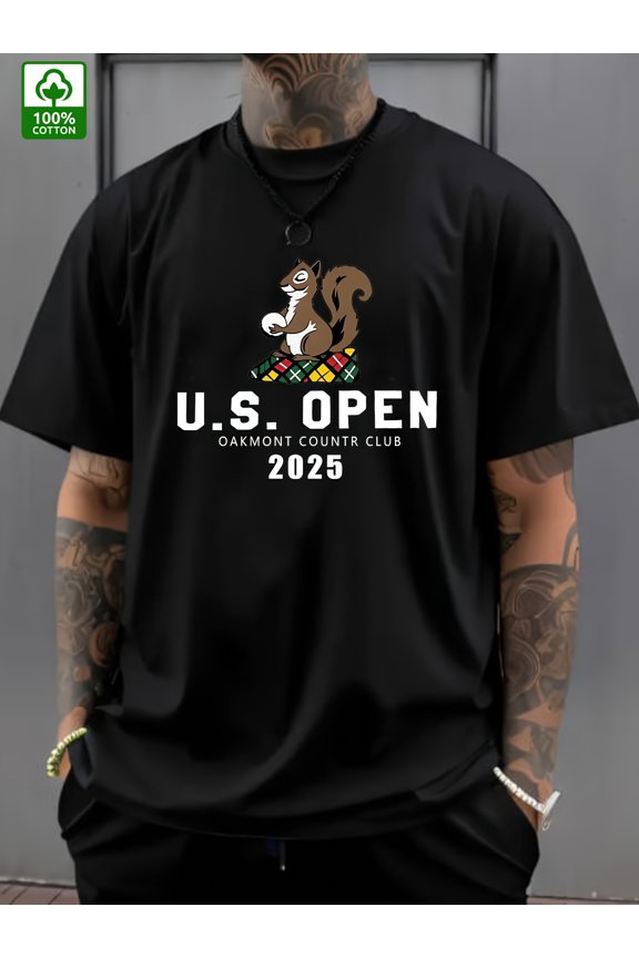 Summer Trend Men'S Cotton T-shirt, US Open OAKMONT COUNTR CLUB Style Pattern Print, Outdoor Wear Men'S Fashion Cotton T-shirt