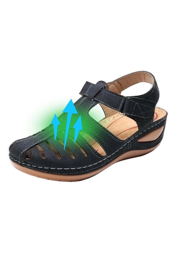 Orthopedic Sandals for Women,Soft Leather Closed Toe Vintage Anti-Slip Sandals for High-quality For Women's Big&Tall Size 5.5