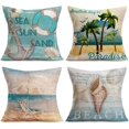thumbnail image 1 of Summer Tropical Beach Cotton Linen Throw Pillow Case Nautical Anchor Seashell & Sea Snail Decorative Cushion Cover Square Pillow Sham 18‘‘x18‘‘ Set of 4,Beach Chair,Coconut Palm, 1 of 6