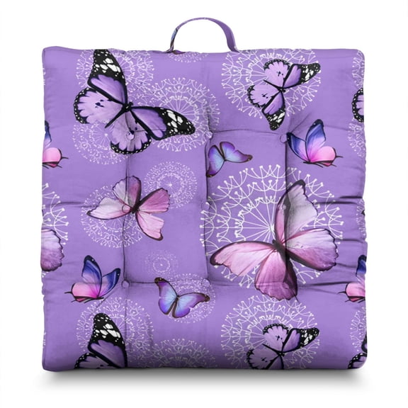 Summer Tropical Butterfly Print Meditation Pillow Thick & Fluffy Zabuton for Yoga & Relaxation