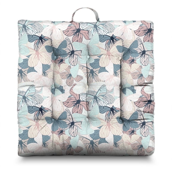 Summer Tropical Butterfly Print Meditation Pillow Thick & Fluffy Zabuton for Yoga & Relaxation