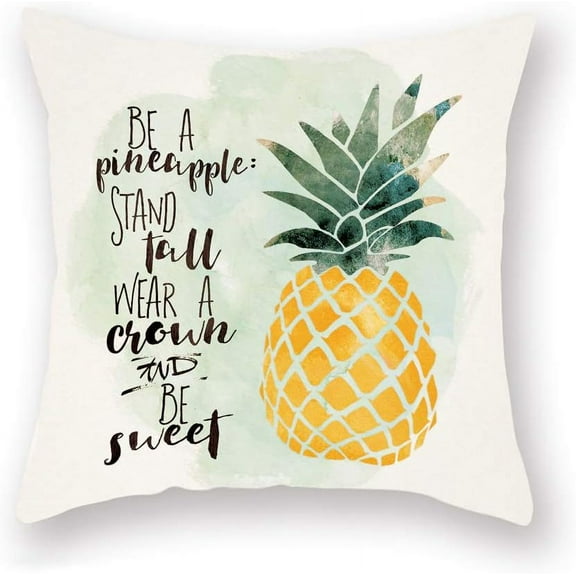 Summer Tropical Fruit Throw Pillow Cases Home Outdoor Decor Super Soft 18x18 Inch Pillow Cushion Cover Be a Pineapple Stand Tall Wear a Crown and Be Sweet Inspirational Quotes Pillowcases