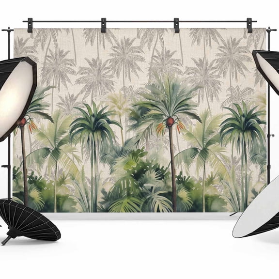Summer Tropical Leaves Backdrop for Photoshoot,Photography Photo Studio Background Wall Backdrop,Green Palm Trees Botanical Back Drop Banner Panel for Portraits Wedding Party Live Streaming 10x8Ft
