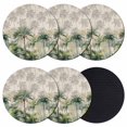 thumbnail image 1 of Summer Tropical Leaves Coasters Set of 6, Green Palm Trees Botanical Absorbent Coasters for Drinks, Coaster for Bar Office Dining Coffee Table Accessories Decor, Non Slip Round Desk Coaster, 1 of 9