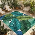 thumbnail image 1 of Summer Tropical Leaves Outdoor Rug 3x5 Ft - Reversible Patio Rug Outdoor Camping Rugs, Blue Green Botanical Leaf Plants Indoor Outdoor Area Rugs, Non-Slip Outdoor Carpet Runner for Deck/Porch, 1 of 8