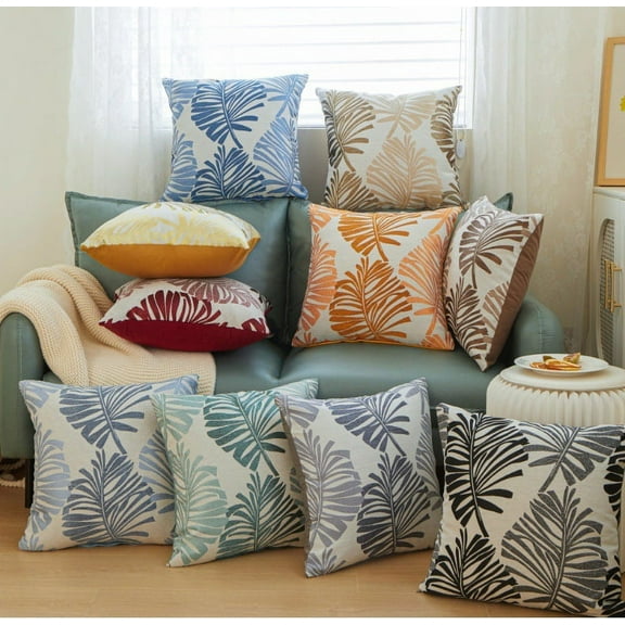 Summer Tropical Leaves Pillow Covers 18x18in Palm Leaf Decorative Outdoor Throw Pillow Cases Cushion Cover for Sofa Couch Bed