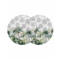 thumbnail image 1 of Summer Tropical Leaves Round 15 Inch Placemats Set of 2, Green Botanical Palm Trees HeatResistant Non Slip Place Mats for Dining Table, Wipeable Braided Kitchen Table Mats for Housewarming, 1 of 9