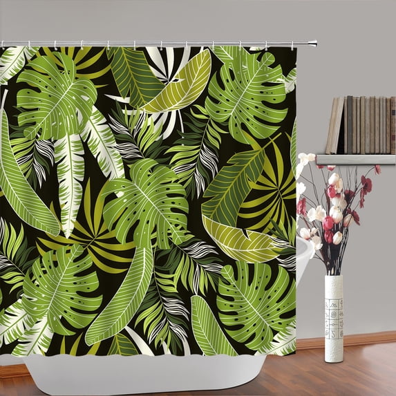 Summer Tropical Leaves Shower Curtain Green Banana Leaf Hawaii Jungle Floral Botanical Pla