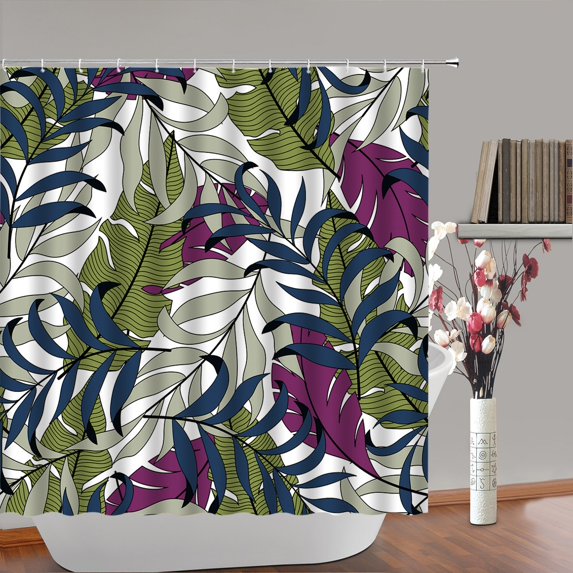 Summer Tropical Leaves Shower Curtain Green Banana Leaf Hawaii Jungle Floral Botanical Pla