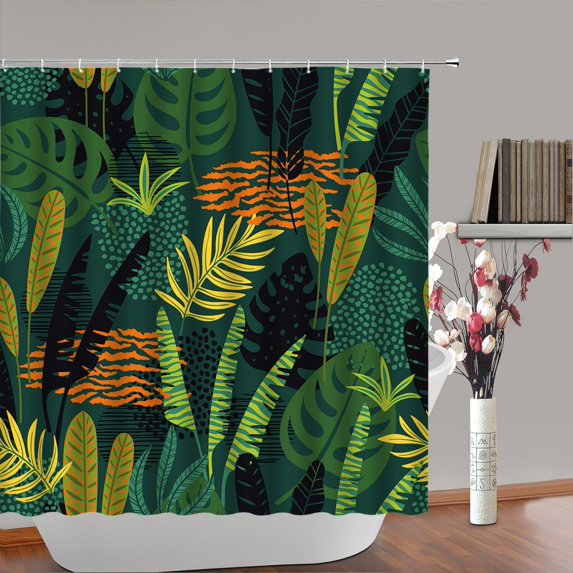 Summer Tropical Leaves Shower Curtain Green Banana Leaf Hawaii Jungle Floral Botanical Pla