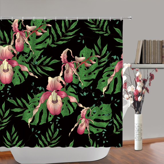 Summer Tropical Leaves Shower Curtain Green Banana Leaf Hawaii Jungle Floral Botanical Pla