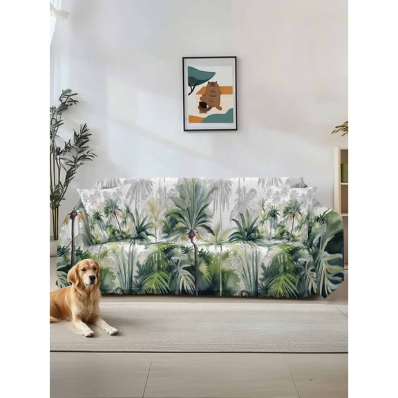 Summer Tropical Leaves Sofa Cover Blanket Couch Covers for Armchair Cushion,Couch Sofa Silpcover with Tassel,Living Room Bedroom Throw Towel Blanket Covers Green Botanical Palm Trees L 71"x118"