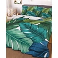 thumbnail image 1 of Summer Tropical Leaves Twin Size Down Alternative Comforter, Lightweight Comforter Quilt Bedding Set with Pillow Shams Blue Green Botanical Leaf Plants All Seasons Bed Comforter Duvet Insert 68"x86", 1 of 7