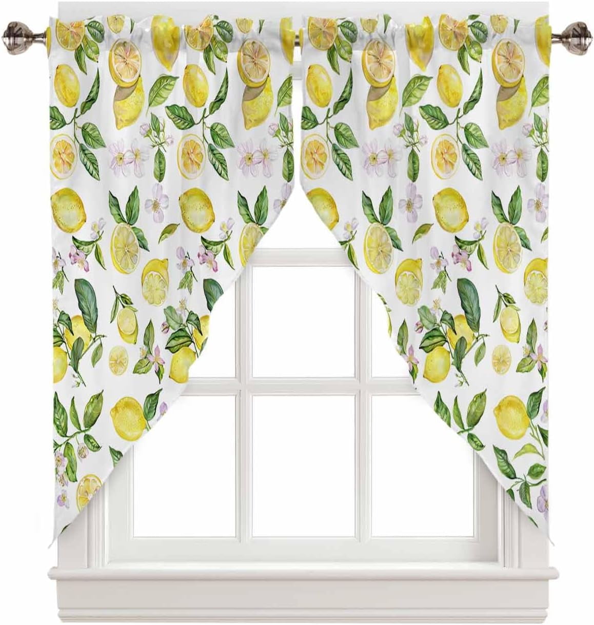 Summer Tropical Lemon Swag Valances For Windows Rod Pocket Kitchen