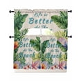thumbnail image 1 of Summer Tropical Palm Leaf Kitchen Curtains Sets 24 Inch Length with Valance, Floral Coastal Starfish Retro Swag Valances and Tiers Curtain Set Drapes Swag Curtains for Living Room, Bathroom, Bedroom, 1 of 6