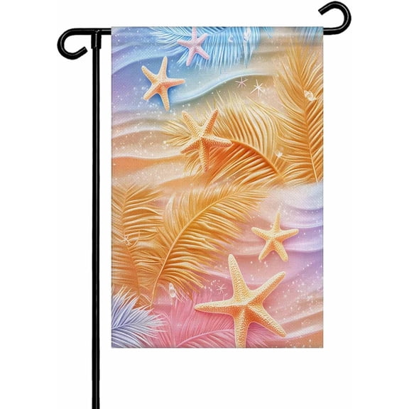 Summer Tropical Palm Leaves Garden Flags 12x18 Double Sided Outside Decoration Beach Starfish Coastal Decorative Welcome Yard Flag Banners for House Home Patio Lawn Seasonal Outdoor Decor