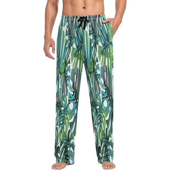 Summer Tropical Palm Leaves Men's Pajama Pants Lightweight Sleepwear Bottom Lounge Pants