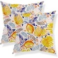 thumbnail image 1 of Summer Tropical Pillow Covers 18x18 Set of 2, Hawaiian Style Watercolor Lemon Colorful Leaves Decor Outdoor Throw Pillows Fruits Plant Decorative Cushion Case for Home Couch Sofa, 1 of 6
