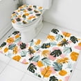 thumbnail image 1 of Summer Tropical Plant Bathroom Rugs Set Yellow Pink Leaf Pastoral Style Non Slip Absorbent Soft Bath Mats 3 Piece Set with Bathroom Rug, U-Shaped Floor Mat, Toilet Seat Cover Large Size, 1 of 9