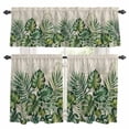 thumbnail image 1 of Summer Tropical Plant Kitchen Curtains Valances and Tiers Set of 3 Palm Leaf Watercolor Linen Texture Tier Curtains and Valance with Rod Pocket for Small Windows, 27.5"x36", 1 of 9