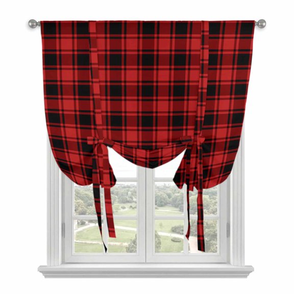 Summer Tropical Plants Tie Up Curtain for Window, Palm Trees Grey Plants Texture Adjustable Tie Up Balloon Curtain Valances Rod Pocket Window Treatment for Kitchen Bathroom Bedroom 52"x63"