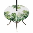 thumbnail image 1 of Summer Tropical Round Outdoor Tablecloth with Umbrella Hole Zipper, Pastoral Palm Trees Botanical Leaves Elastic Fitted Table Cover, Waterproof Table Cloth for Patio Picnic Party Fits 45"-54", 1 of 9
