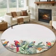 thumbnail image 1 of Summer Tropical Round Rugs for Living Room 6ft Palm Tree with Parrot White Texture Non Slip Circle Rug Washable Low-Profile Indoor Carpet for Bedroom, Dining Room, Bathroom, 1 of 9