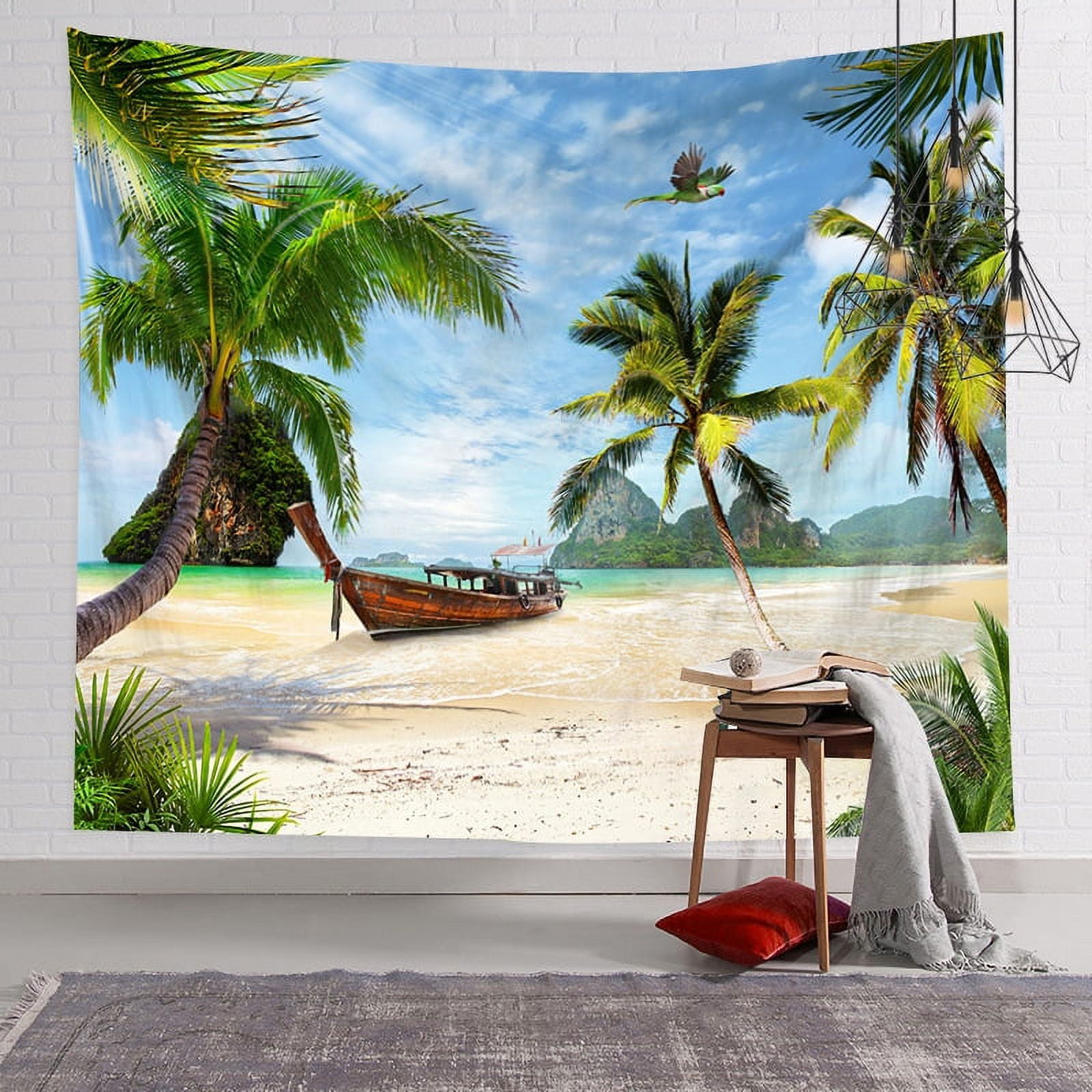 Summer Tropical Seaside Beach Backdrop Hawaii Island Palm Trees