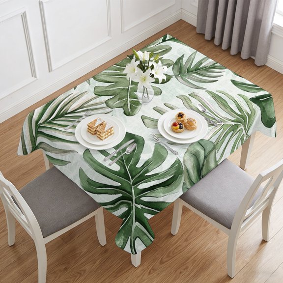 Summer Tropical Sun-kissed Foliage Table Cloth 60x84in, Waterproof Rectangle Tablecloth Wipeable Tablecloths Palm Leaves Table Covers for Dining Tables Party Indoor Outdoor