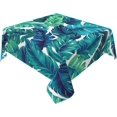 thumbnail image 1 of Summer Tropical Tablecloth 52x52 Inch Square Navy Blue Green Hawaiian Palm Leaf Table Cloth Table Cover Polyester Washable Wrinkle Resistant for Kitchen Dining Holiday Party Dining, 1 of 6