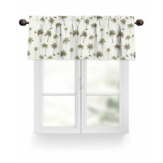 Summer Tropical Valances for Windows Green Palm Trees Valance Rod Pocket Light Filtering Short Window Treatments Curtains for Kitchen Bathroom Living Room Bedroom, 1 Panel, 60 x 18 Inch