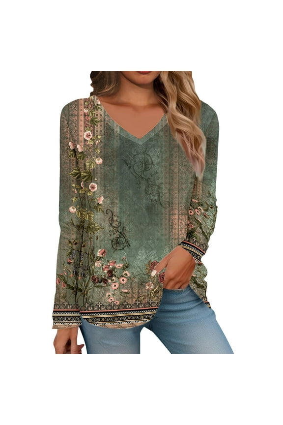 Summer Tshirts For Women 2024 Trendy Fashion Long Sleeve V Neck Lightweight Swea Fashion Tunic Tops Blouse Tees