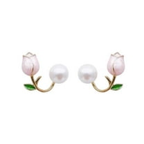 Summer Tulip Flower Pearl Necklace Earrings Simple For Women Fashion M2B5