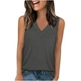 thumbnail image 1 of Summer Tunic Tops For Women V Neck Sleeveless Tee Plain Basic Camisole Slim Fitted Cami Dressy Classic Vest Office Work Trends T Shirts Tank Top Clothing, 1 of 7