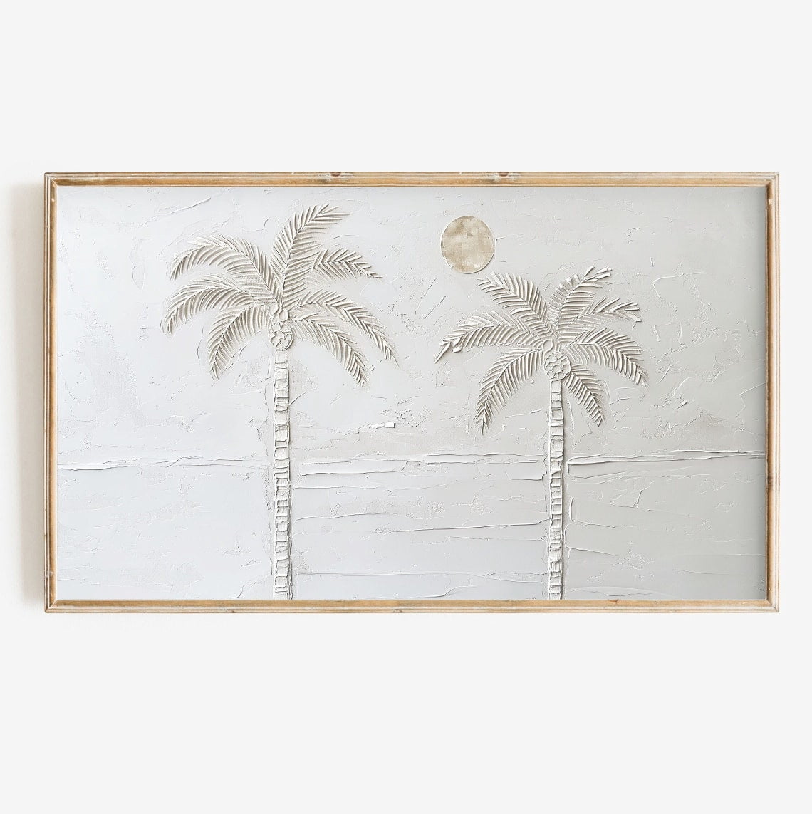 Foler Tree Summer Tv Art Minimalist Palm Tree Painting Neutral Toned White 3D ...
